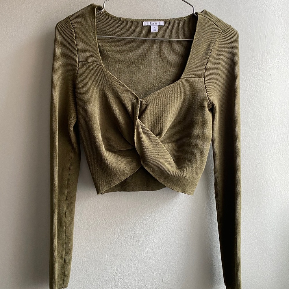 Cropped & Ribbed Long Sleeve Blouse
